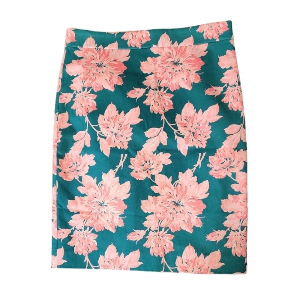 J Crew Mercantile Green Floral Pencil Skirt, Size 0